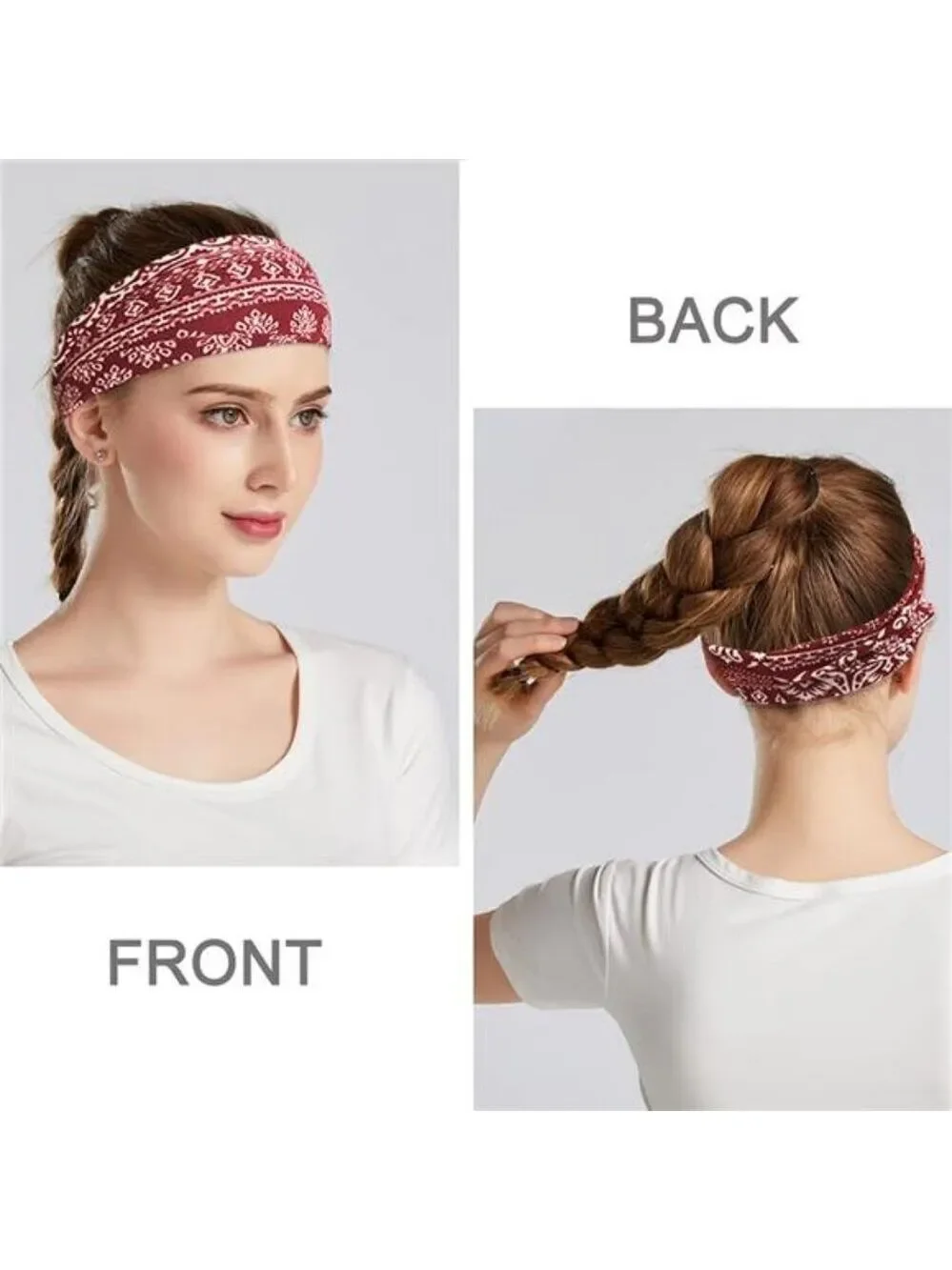 Boho headbands for women wide stretchy yoga workout hair bands set of six pieces